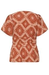 YOURS Plus Size Orange Abstract Puff Sleeve Blouse | Yours Clothing 7