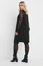 YOURS Plus Size Black Lace Sleeve Mini Dress | Yours Clothing 2