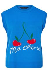 LIMITED COLLECTION Curve Blue Cherry Knitted Vest Top