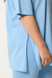 YOURS Plus Size Blue Longline T-Shirt | Yours Clothing 4