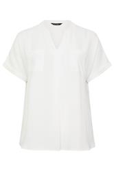 EVANS Curve White Short Sleeve Utility Blouse