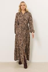 LTS Tall Women's Natural Brown Tie Waist Maxi Dress | Long Tall Sally 3