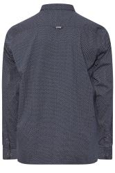 D555 Big & Tall Navy Blue Micro Spot Print Button Shirt | BadRhino 4