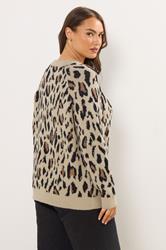 YOURS Plus Size Natural Brown Soft Touch Leopard Jumper | Yours Clothing 2