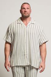 JACK & JONES Big & Tall Green Stripe Print Resort Shirt | BadRhino 3