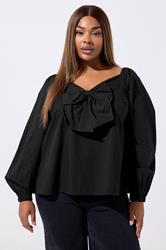 LIMITED COLLECTION Plus Size Black Bow Front Poplin Top | Yours Clothing 3