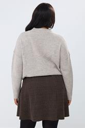 YOURS Plus Size Brown Check Mini Skirt | Yours Clothing 2
