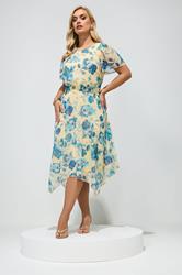 YOURS LONDON Plus Size Yellow Floral Ruffle Hem Dress | Yours Clothing 3