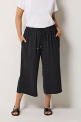 YOURS Plus Size Black Cropped Twill Culottes | Yours Clothing 3