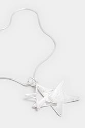 Silver Tone Double Star Long Necklace | Yours Clothing 2