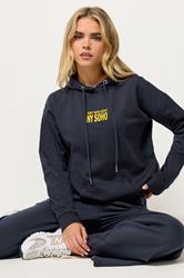 PixieGirl Petite Women's Navy Blue Back Slogan Hoodie | PixieGirl 3