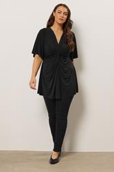 EVANS Plus Size Black Twist Front Angel Sleeve Top | Evans   4