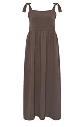 LTS Tall Chocolate Brown Tie Detail Midi Sundress
