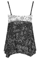 YOURS Plus Size Black Bandana Print Hanky Hem Tankini Top | Yours Clothing 9