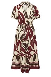 EVANS Plus Size Cream & Red Abstract Leaf Print Cotton Dress | Evans  5