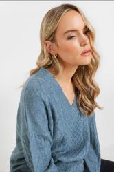 LTS Tall Blue Cable Knit V-Neck Jumper | Long Tall Sally 4