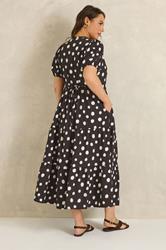EVANS Plus Size Chocolate Brown Polka Dot Maxi Dress | Evans  2