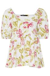 YOURS Curve White Floral Peplum Top
