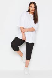 2 PACK Plus Size Black Stretch Cropped Leggings | Yours Clothing 2