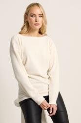 LTS Tall Cream Ribbed Soft Touch Batwing Top | Long Tall Sally 3