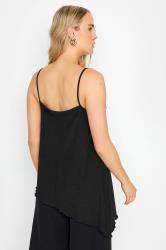 LTS Tall Black Strappy Asymmetric Cami Top | Long Tall Sally 2