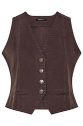 YOURS Curve Chocolate Brown Denim Waistcoat