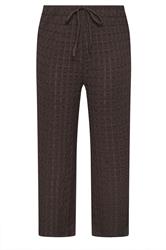 YOURS Curve Chocolate Brown Bubble Textured Wide Leg Trousers