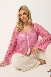 YOURS Plus Size Pink Flower Applique Cardigan | Yours Clothing 3
