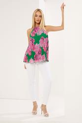 STAR Green Floral Pleated Halterneck Top | StarByJM 1