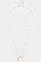 Silver Tone Brushed Heart Necklace | Yours Clothing 3