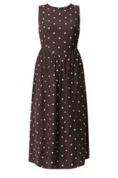 YOURS Curve Chocolate Brown Polka Dot Linen Maxi Dress