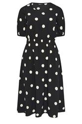 YOURS Curve Black Polka Dot Smock Dress