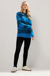 LTS Tall Blue Knitted Stripe Crew Neck Jumper | Long Tall Sally 1