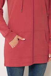 LTS Tall Women's Red Cotton Longline Zip Hoodie | Long Tall Sally 4