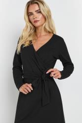 M&Co Petite Black Long Sleeve Wrap Midi Dress | M&Co 4