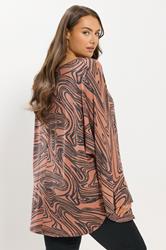 YOURS Plus Size Orange Abstract Print Soft Touch Jumper | Yours Clothing 2