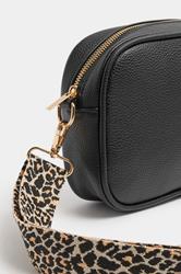 Black Faux Leather Leopard Strap Shoulder Bag | Yours Clothing 4