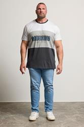 BadRhino Big & Tall Grey Cut & Sew Scripted T-Shirt | BadRhino 1