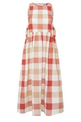 PixieGirl Petite Women's Pink Check Cotton Midi Dress | PixieGirl 6
