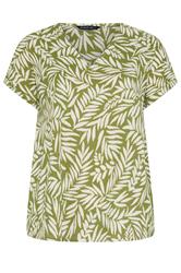 EVANS Curve Green Leaf Print Crinkle Blouse