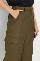 LTS Tall Khaki Green Tailored Cargo Pocket Wide Leg Trousers | Long Tall Sally 5