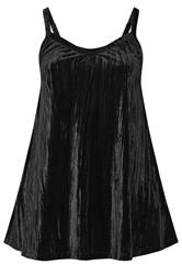 YOURS Curve Black Crushed Velour Cami Vest Top