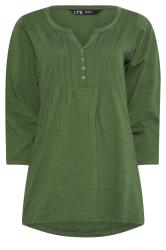 LTS Tall 2 PACK Khaki Green & Dark Pink Cotton Henley Tops | Long Tall Sally 8