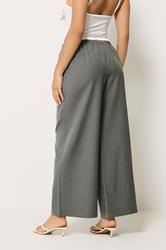 PixieGirl Petite Women's Grey Contrast Waist Wide Leg Trousers | PixieGirl 2