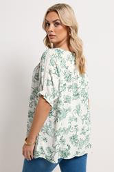 YOURS Plus Size Green Floral Crochet Top | Yours Clothing 2