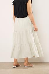 EVANS Plus Size Natural Brown Tiered Linen Maxi Skirt | Evans 4