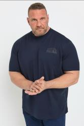 FIRETRAP Big & Tall Navy Blue Storm Skull Print T-Shirt | BadRhino 3