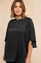 EVANS Plus Size Black Angel Sleeve Blouse | Evans 3