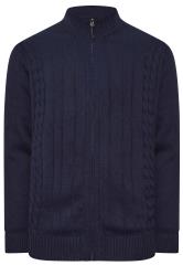 KAM Big & Tall Navy Blue Cable Knit Cardigan | BadRhino 2