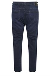 D555 Big & Tall Blue Black Tapered Stretch Jeans | BadRhino 4